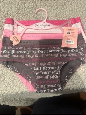 Juicy Couture Girls' Pink & Gray Logo Briefs - 4 Pack